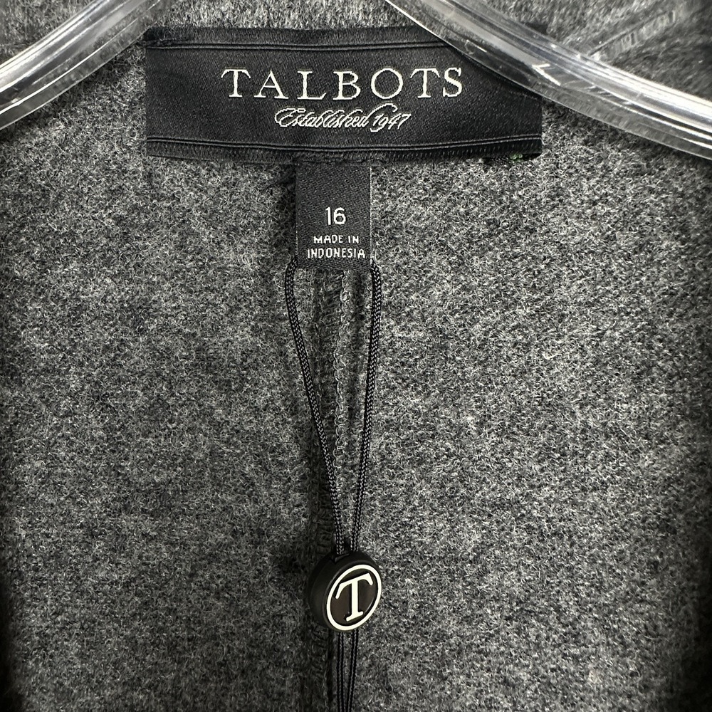 Talbots Blazer Jacket Women's Size 16 Gray Wool Blend Classic Career Pockets NWT - Picture 3 of 12